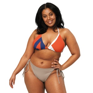 Women’s Recycled Polyester String Bikini Top | Soft Eco Triangle Swim Top, Adjustable Straps, Sustainable Swimwear, Quick Dry
