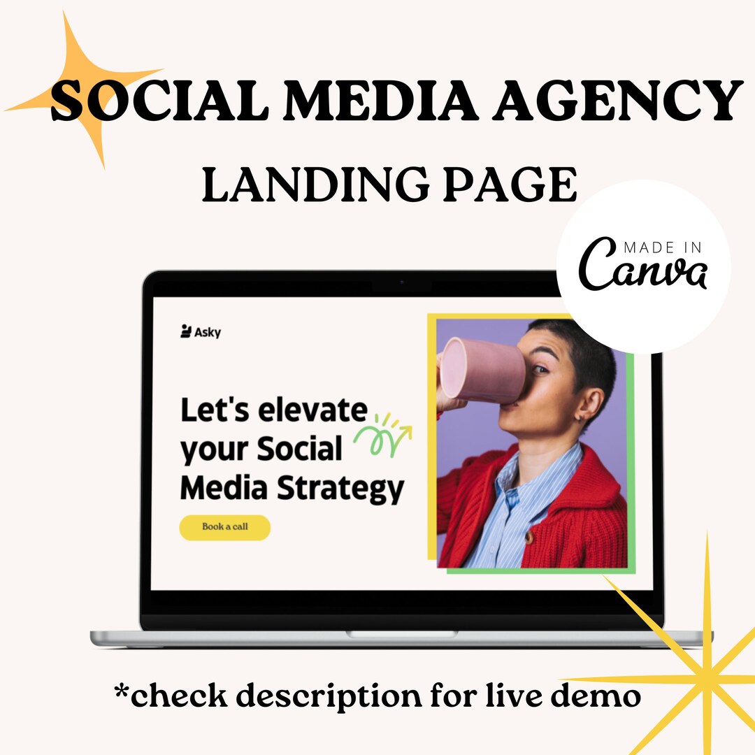 Canva Website Template for Social Media Agency Social Media - Etsy
