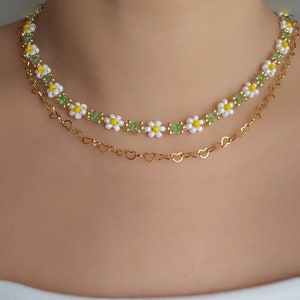 Collana di fiori margherite 414cm fatto a mano accessori donna, ragazza gioielli di perle collana floreale collana margherita immagine 5