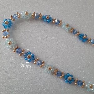 Collana di fiori blu realizzata a mano 414cm girocollo fatto a mano accessori donna, ragazza gioielli di perle collana floreale immagine 3