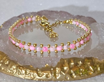 Braccialetto di perline  16 cm + 4 cm | bracciali sottile con perline di vetro minimalista | bijoux elegante | accessori artigianali