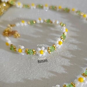 Braccialetto di fiori margherita 16 4 cm / bracciale di perle accessori fatti a mano fiori primaverili margherite idea regalo immagine 2
