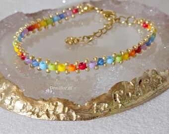 Braccialetto di perline  16 cm + 4 cm | bracciale arcobaleno | minimalista | sottile braccialetto | bijoux elegante | accessori artigianali