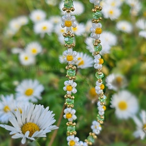 Collana di fiori margherite 414cm fatto a mano accessori donna, ragazza gioielli di perle collana floreale collana margherita immagine 2