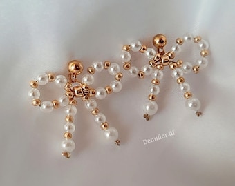 Orecchini con fiocco di perline | fatto a mano | earrings | elegante  | accessori coquette | Gioelli donna / ragazza  | creazioni uniche