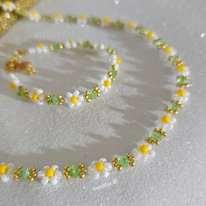 Braccialetto di fiori margherita 16 4 cm / bracciale di perle accessori fatti a mano fiori primaverili margherite idea regalo immagine 4