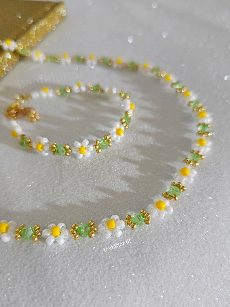 Braccialetto di fiori margherita 16 4 cm / bracciale di perle accessori fatti a mano fiori primaverili margherite idea regalo immagine 4