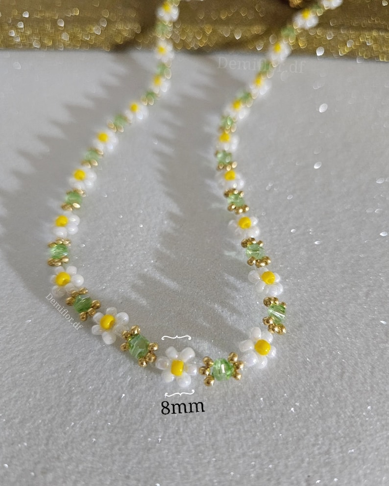 Collana di fiori margherite 414cm fatto a mano accessori donna, ragazza gioielli di perle collana floreale collana margherita immagine 4