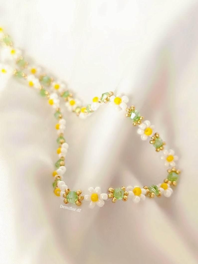 Collana di fiori margherite 414cm fatto a mano accessori donna, ragazza gioielli di perle collana floreale collana margherita immagine 6