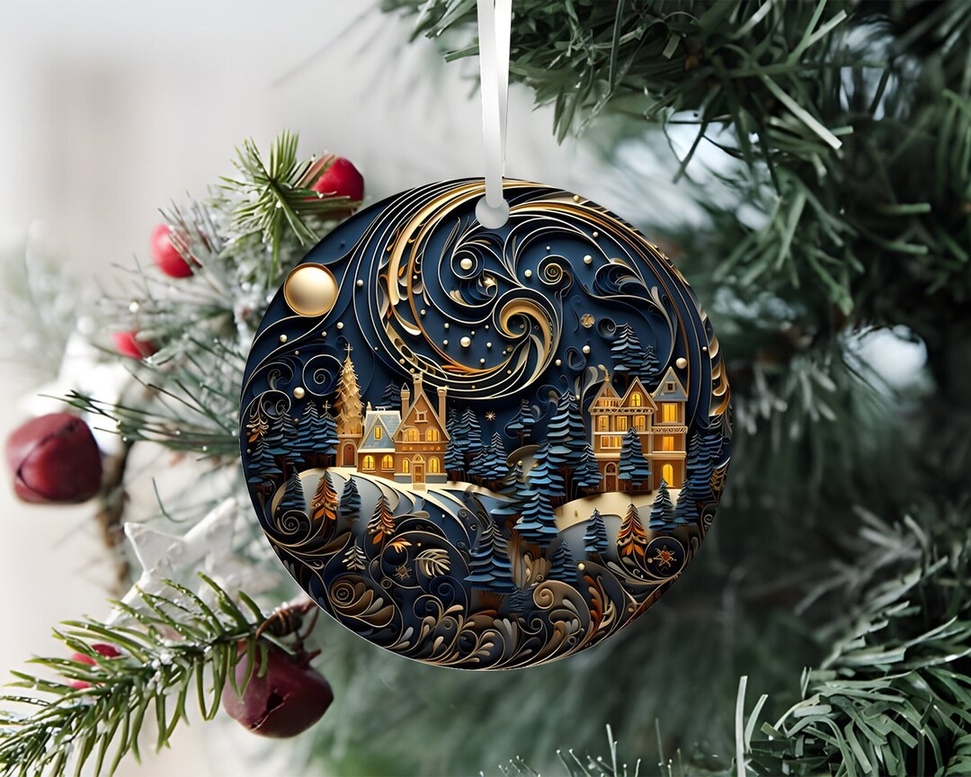 Spectacular Navy and Gold 3D Look Non-textured Christmas - Etsy UK