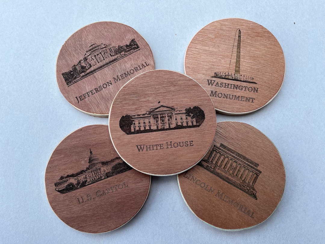 Cedar Coasters Set of 5 Washington DC Landmarks Etsy