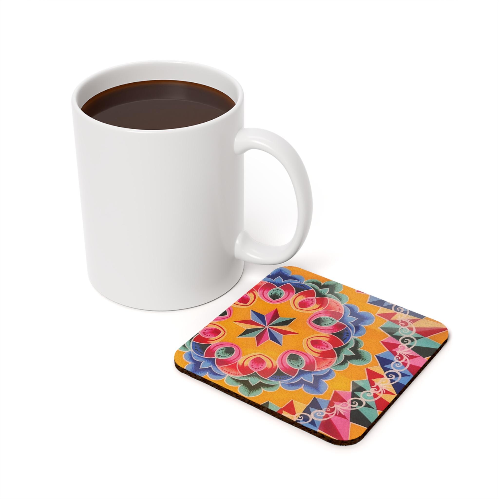 One Coaster, Decorative Drink Coaster, Cork Back Coaster, Unique Home ...