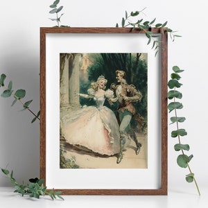 Vintage Cinderella Cinderella dancing at the ball vintage fairytale storybook decor vintage wall art digital wall print jpg print