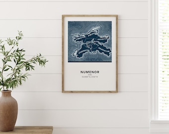 Numenor Map Art Print: Middle Earth, Rings of Power (City Style)