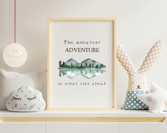 Decoración infantil con citas de Tolkien: Arte de aventuras en la montaña (descargable e imprimible)