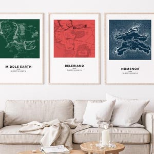 Mittelerde Numenor Beleriand Maps druckbares Set mit 3 JRR Tolkien Stadtkarten