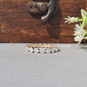 3 mm Round Cut Colorless Moissanite Wedding Band/Full Eternity Matching Band/Stacking Band/ Floating Bubble Band/Anniversary Gift Band
