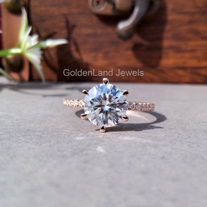 2 CT Round Cut Solitaire Engagement Ring,8 MM Moissanite Ring, 6 Prong Classic Round Cut Wedding Ring for women, Valentine Gift Ring
