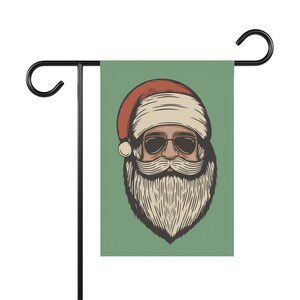 Solglasögon Jultomteträdgårdsflagga, Hipp Jultomteflagga, Julträdgårdsflagga, Rolig Trädgårdsflagga Gräsmattaskylt, Trädgårdsflagga (OBS: Endast flagga. Stång ingår ej)