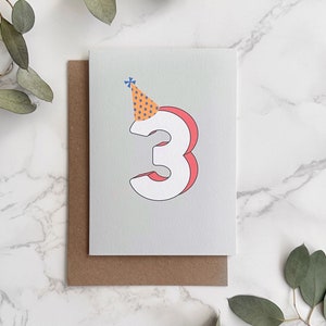 3. Geburtstagskarte - personalisierte Namensoption - Gender Neutral Kids Greetings Card