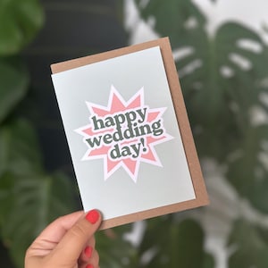 Feliz día de la boda - Linda tarjeta de boda - Felicitaciones - Matrimonio - A6
