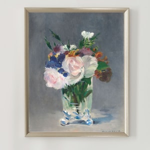 Edouard Manet Print, French Painting, Impressionism Art, Floral Wall Art, Manet Poster, Flower in Crystal Vase, Flower Painting Printable