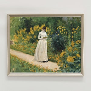 Retrato de una pintura de mujer victoriana, Arte de pared imprimible Vintage Moody Cottagecore, Light Academia Aesthetic, Descarga digital de Booklover
