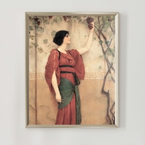 Autumn Vintage Wall Art PRINT, John Godward 1900, Pre Raphaelite Style Vintage Lady Poster, Neo Classical Autumn Painting, Romantic Lady