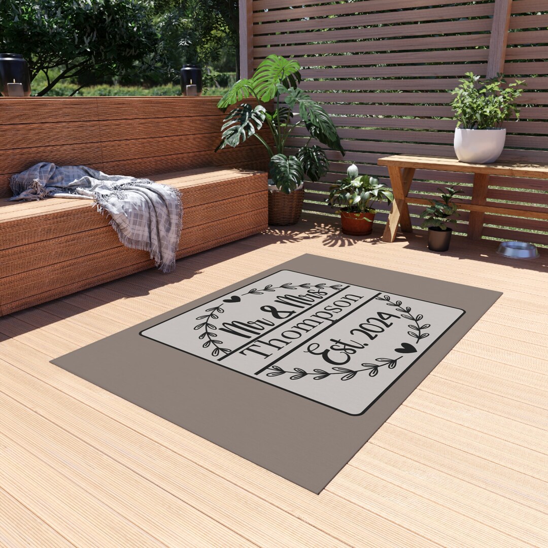 Unique Outdoor Welcome Rug Personalized Outdoor Rug, Wedding Outdoor Rug, Newlywed Door Mat ...