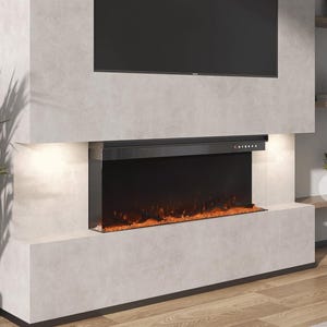 Contemporary 2-3-Sided LED Electric Fireplace Insert with Crystal Stones