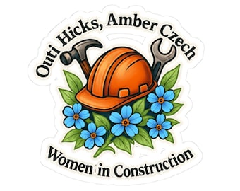 Women in Construction Helmet Floral Sticker | Kiss-Cut Sticker