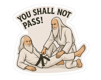 Jiujitsu BJJ Gandolf Inspired Stickers, Lord of the Rings  Inspired, Laptop Decor, You Shall Not Pass, Stickers