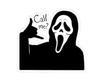 Funny Horror Kiss-Cut Stickers - Call Me? - Ideal for Laptop, Water Bottles, Journals, Halloween Decor, Gift for Friends