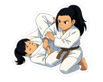 Judo Jiujitsu MMA Girls Kiss-Cut Stickers - Fun Bumper Decals, Laptop Stickers, Cute Sports Decor, Gift for Martial Arts Fans, Anime Lovers