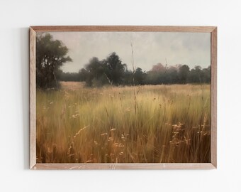 Meadow Landscape Art Print | Printable Wall Decor | Grassy Field Painting | Tall Grass Wall Art | Instant Downloadable Artwork