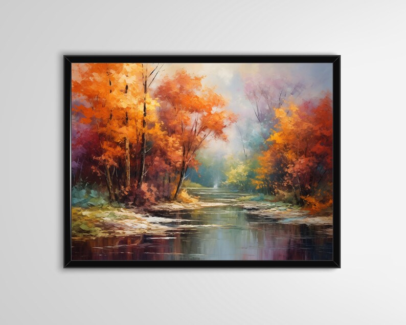 Fall Landscape Wall Art Painting for Living Room Autumn Artwork Digital Download Art Fall Scenery Painting Autumn Wall Decor Fall Artwork image 8