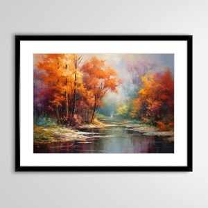 Fall Landscape Wall Art Painting for Living Room Autumn Artwork Digital Download Art Fall Scenery Painting Autumn Wall Decor Fall Artwork image 2