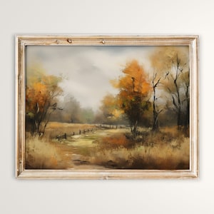 Fall Landscape Wall Art Painting for Living Room Autumn Artwork Digital Download Art Fall Scenery Painting Autumn Wall Decor Fall Artwork image 1