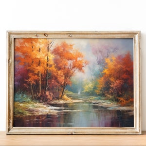 Fall Landscape Wall Art Painting for Living Room Autumn Artwork Digital Download Art Fall Scenery Painting Autumn Wall Decor Fall Artwork image 6