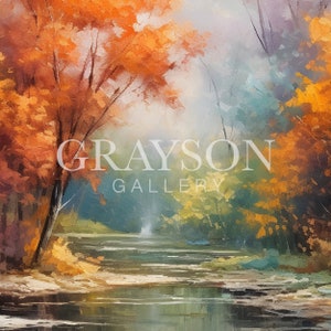 Fall Landscape Wall Art Painting for Living Room Autumn Artwork Digital Download Art Fall Scenery Painting Autumn Wall Decor Fall Artwork image 5