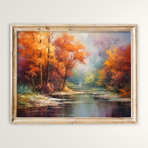 Fall Landscape Wall Art Painting for Living Room Autumn Artwork Digital Download Art Fall Scenery Painting Autumn Wall Decor Fall Artwork image 1