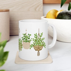 Tasse en céramique de plantes suspendues (11 oz), amoureux des plantes, cadeau d'ami, Plant Mama, Plant Daddy, Just Because Gift, Gift Card Holder