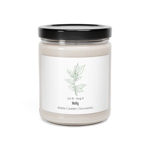 Birth Month Tree/Plant Scented Soy Candle 9oz, Jul 8 - Aug 4, Holly, Horoscope, Birth Plant,Birth Tree, Celtic Tree Astrology, Birthday Gift