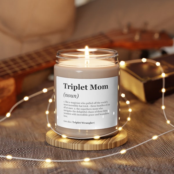 Triplet Mom Definition Scented Soy Candle, 9oz, Mother's Day Gift, Pregnancy Announcement, Newborn Mom, Baby Shower Gifts, Minimalist