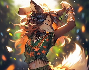 Furry Art Print: Dancing Fursona, Anthro Home Decor