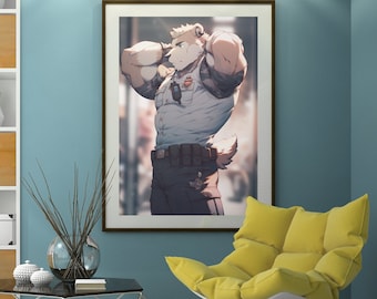 Furry Art Print: Bear Cop Fursona Painting