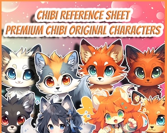 Custom Chibi Fursona Reference Sheet – Original Character Illustration