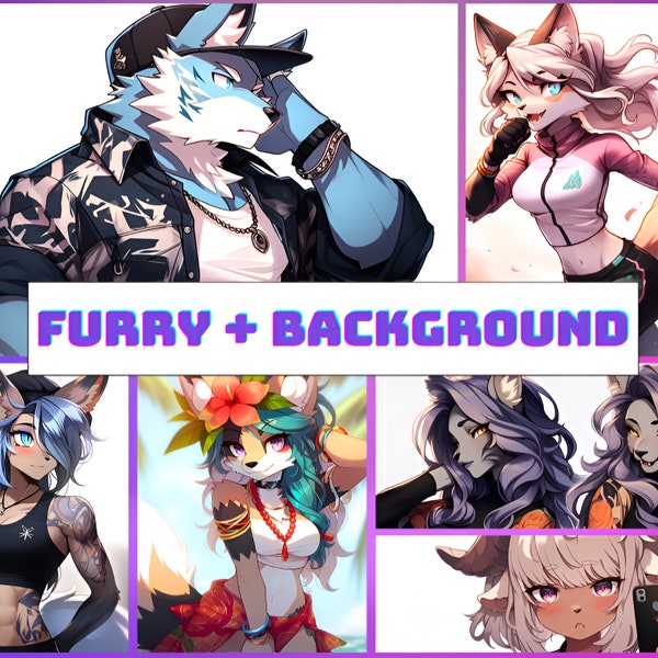 Custom Fursona Original Character: Custom Furry Art, Furry Art Commission, Fursona Commission, Furry Fandom Feral Anthro with Background HD