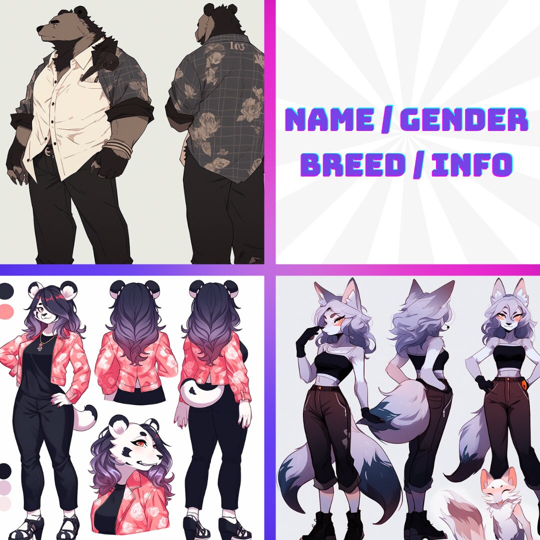 Furry Character Reference Sheet: Custom Anthro OC Design - Etsy
