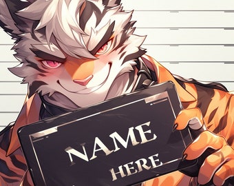 Furry Commission Police Mugshot - Furry / Anthro / Fursona Con Badge - Custom Art Character Profile Image or Icon [YOUR CHARACTER] | Prison